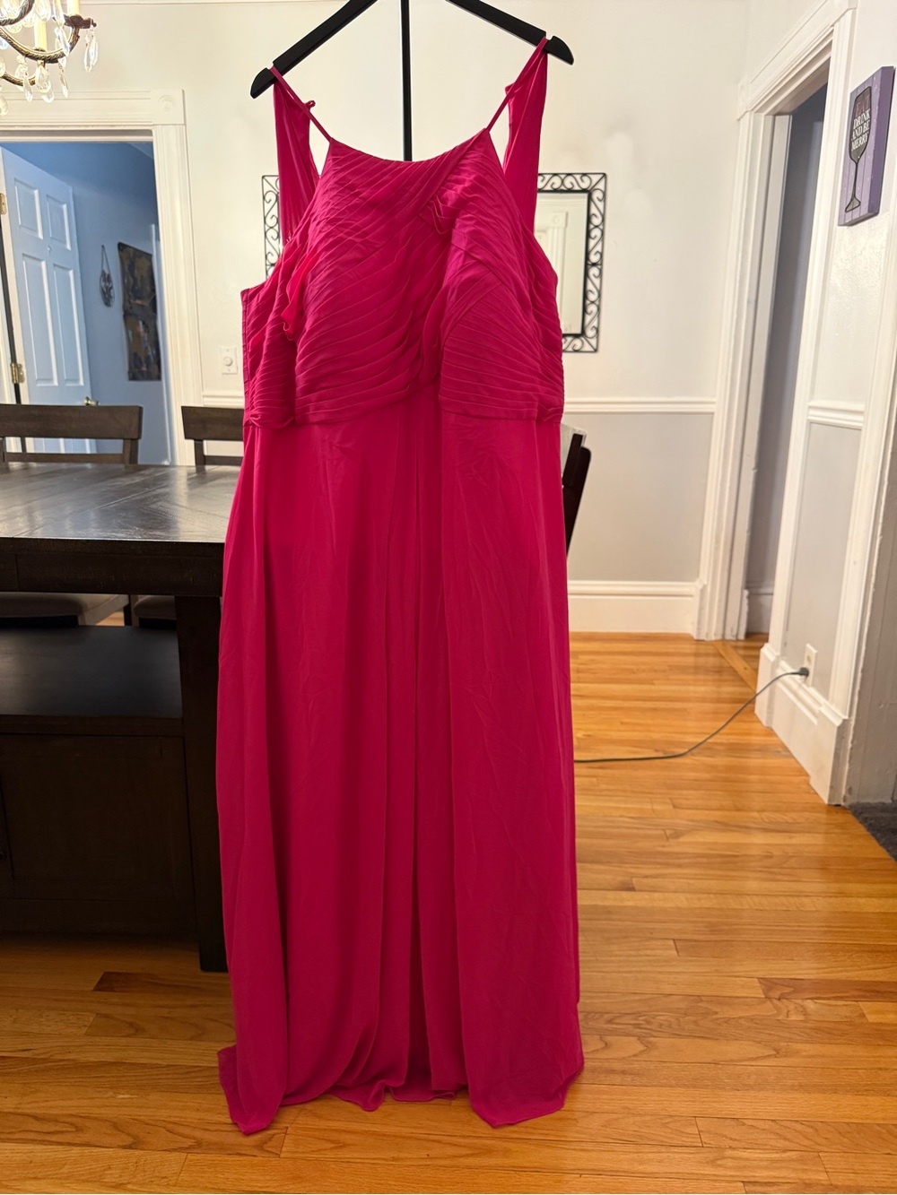 💞 Elegant & Vibrant! AW.BRIDAL Hot Pink Ruched Chiffon Maxi Gown